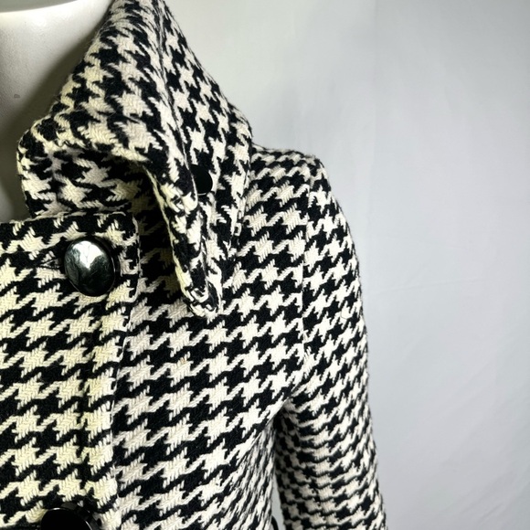 SOIA & KYO BLACK AND WHITE WOOL COAT HOUNDSTOOTH JACKET MADE IN CANDA SIZE SMALL - Picture 8 of 16